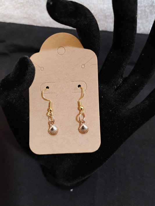 Gold Shell Charm Earring Set